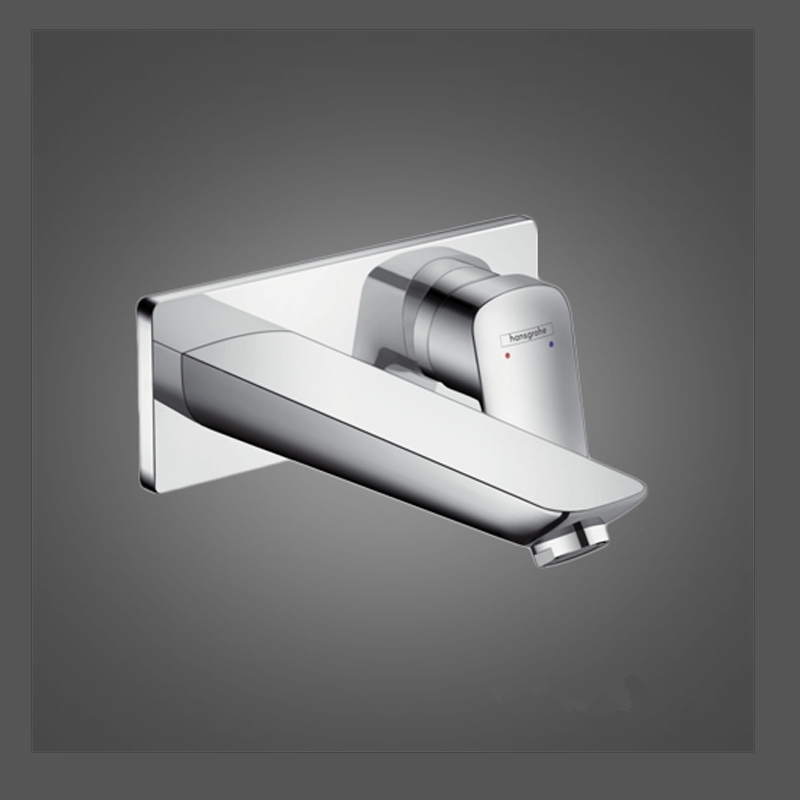 Baterie pentru lavoar Hansgrohe, Logis, cu montaj pe perete, parte vizibila, crom